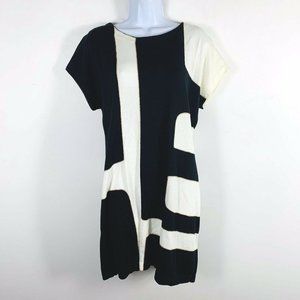 Alfani Dress M Black White Geometric Midi KM60